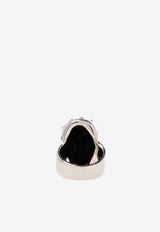 Alexander McQueen Skull Jeweled Brass Ring Silver 748200 J160Y-0446