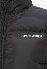 Palm Angels Logo Embroidered Cropped Puffer Jacket Black PWED018F23 FAB001-1001