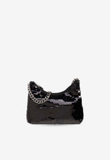 Stella McCartney Falabella Sequined Chain Shoulder Bag Black 7B0001 WP0267-1000