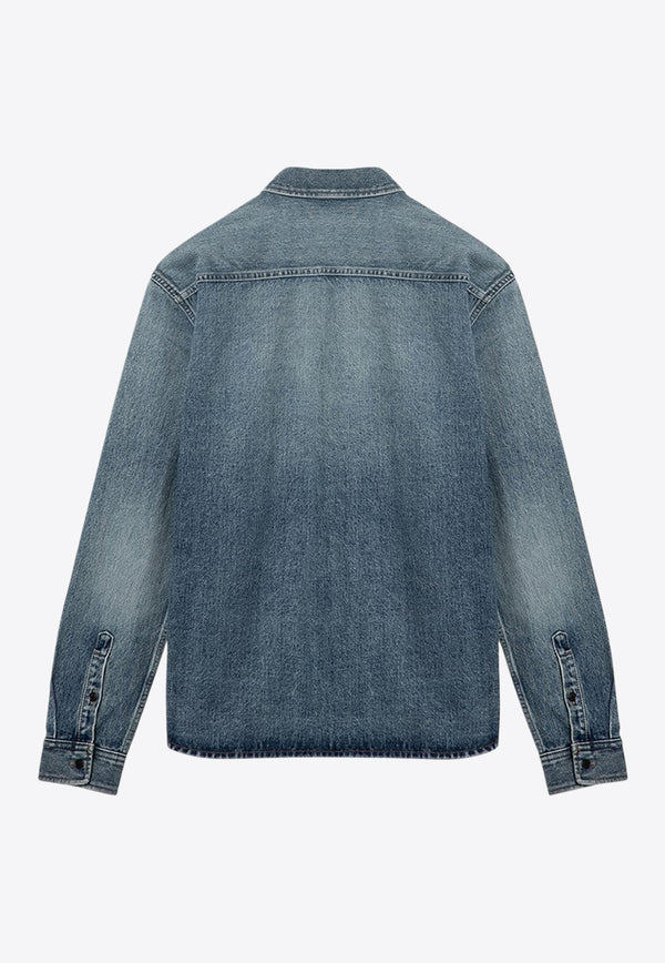 Saint Laurent Cassandre Washed Denim Shirt Denim 753029Y07JA/P_YSL-5018