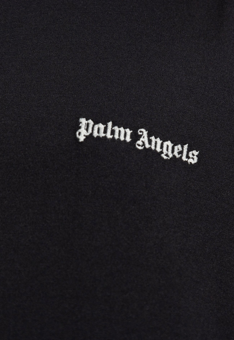 Palm Angels Logo Embroidered Crewneck T-shirt Black PMAA002F23 JER001-1001