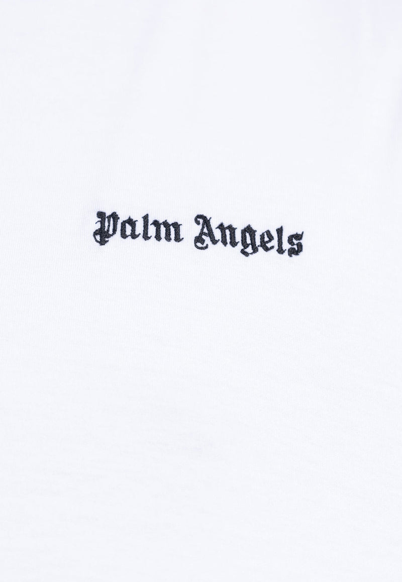 Palm Angels Logo Embroidered Crewneck T-shirt White PMAA089F23 JER001-0110