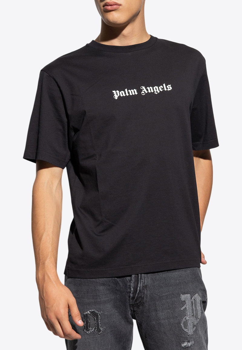 Palm Angels Logo Print Crewneck T-shirt Black PMAA089F23 JER002-1001