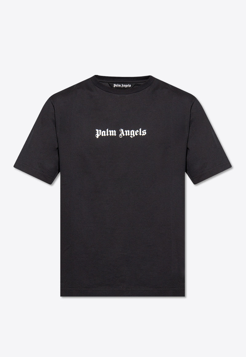 Palm Angels Logo Print Crewneck T-shirt Black PMAA089F23 JER002-1001