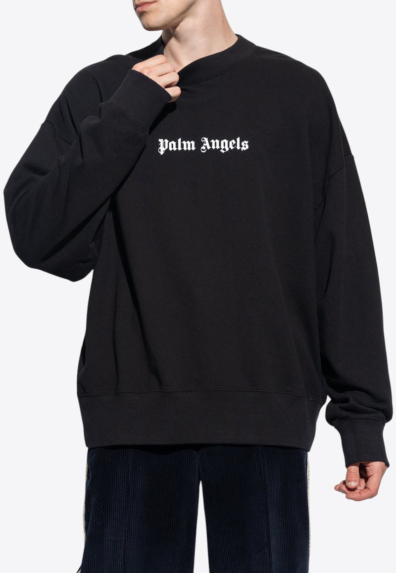 Palm Angels Logo Embroidered Crewneck Sweatshirt Black PMBA074F23 FLE003-1001