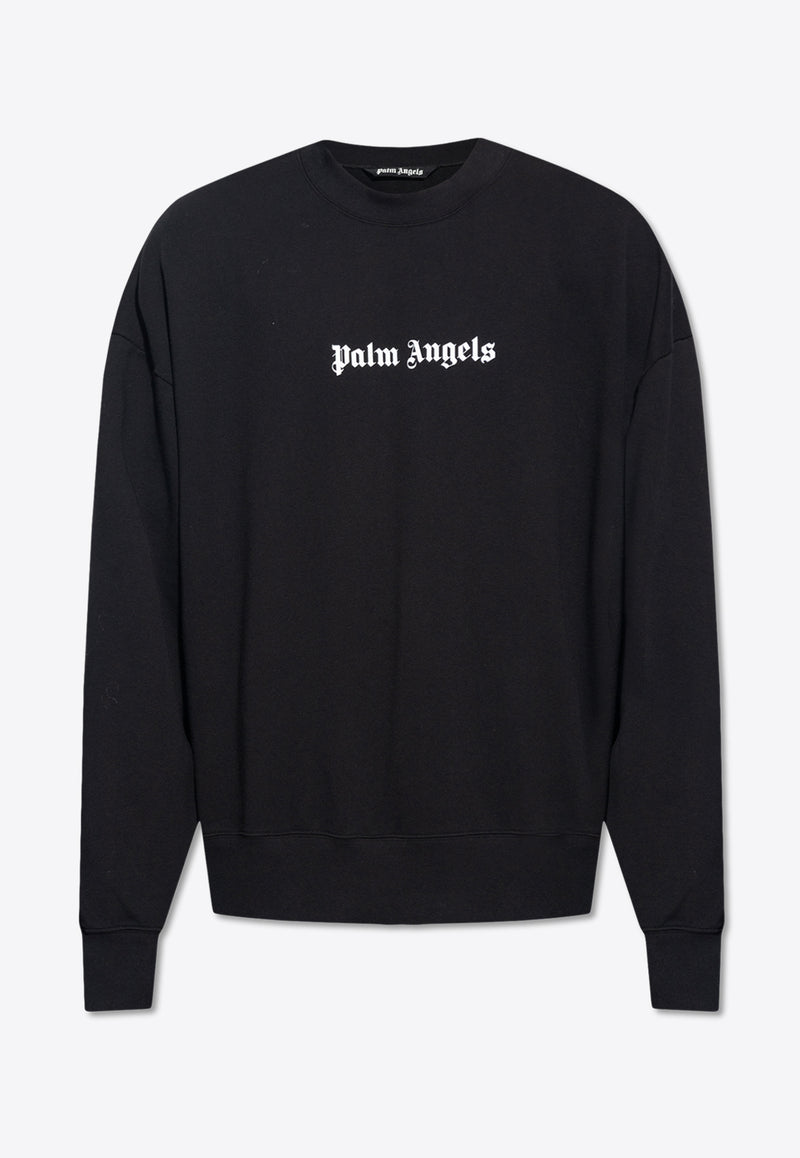 Palm Angels Logo Embroidered Crewneck Sweatshirt Black PMBA074F23 FLE003-1001