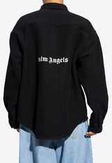 Palm Angels Logo Embroidered Buttoned Shirt Black PMES012F23 FAB002-1001