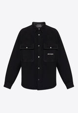 Palm Angels Logo Embroidered Buttoned Shirt Black PMES012F23 FAB002-1001