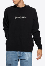 Palm Angels Logo Embroidered Wool Sweater Black PMHE054F23 KNI004-1001