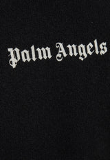 Palm Angels Logo Embroidered Wool Sweater Black PMHE054F23 KNI004-1001