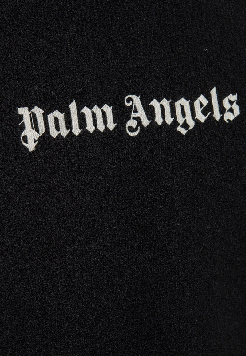 Palm Angels Logo Embroidered Wool Sweater Black PMHE054F23 KNI004-1001