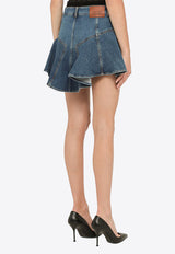 Alexander McQueen Ruffled Mini Denim Skirt 754745QMACH/N_ALEXQ-4164