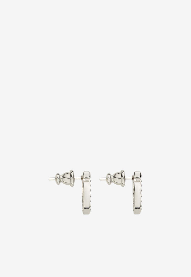 Salvatore Ferragamo Large Gancini Crystal Stud Earrings Silver 760122 STUD STR 12D 696574 STUD GCRYST/PLDLC