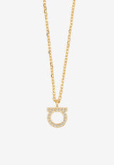 Salvatore Ferragamo Small Gancini Crystal Chain Necklace Gold 760131 NKL G STRA 8 696654 GCOLLO/OROGIOV