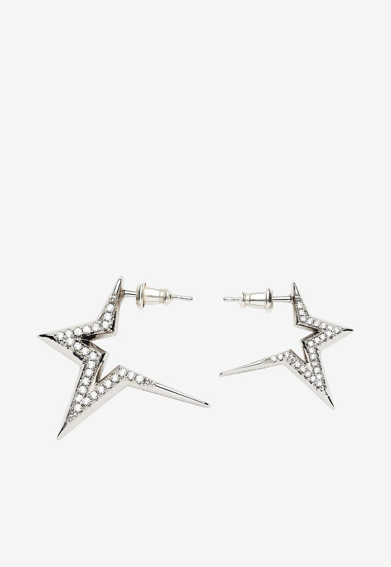 Salvatore Ferragamo 3D Crystal-Embellished Star Earrings 760642 EAR FUTSTRS 764438 PLD/CRYSTAL Silver