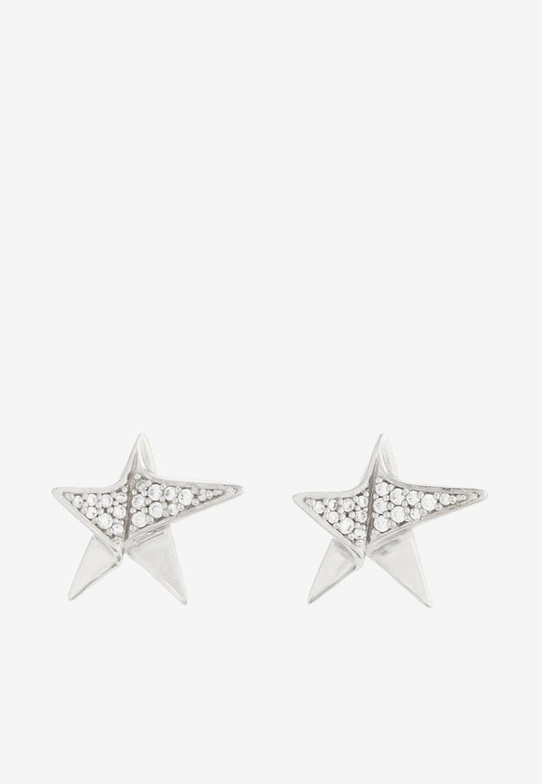 Salvatore Ferragamo Crystal-Embellished Star Earrings 760647 EAR ORIGSTRA 764388 PLD/CRYST Silver