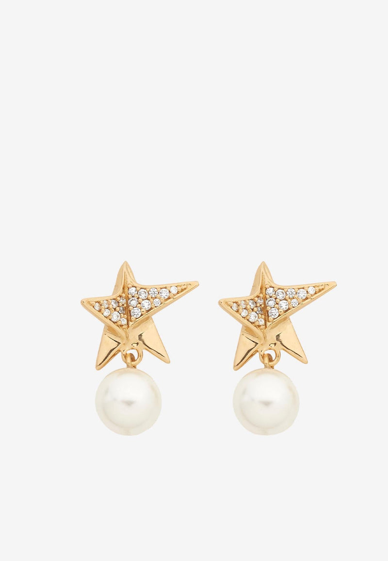 Salvatore Ferragamo Crystal-Embellished Star Drop Earrings 760652 EAR ORIGPERL 764391 ORO/CRYST Gold