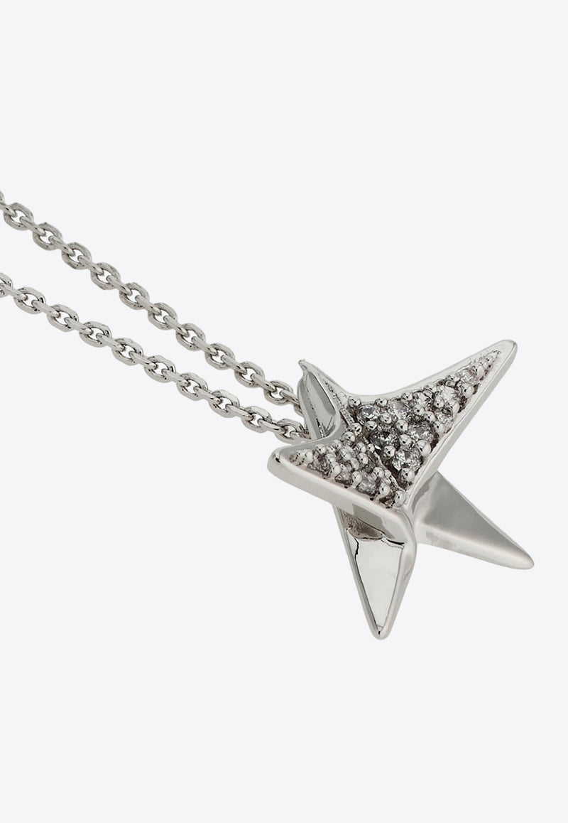 Salvatore Ferragamo Crystal-Embellished Star Chain Necklace Silver 760675 NKL ORIGSTRA 765958 PLD