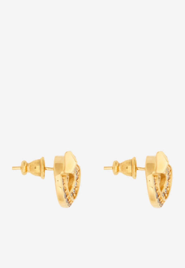 Salvatore Ferragamo Gancini Stud Earrings 760695 NEW GAN 18D 770370 ORO