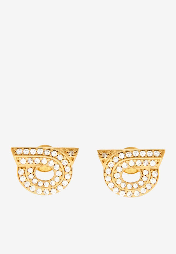 Salvatore Ferragamo Crystal-Embellished Gancini Earrings 760698 NEW GSTR 18D 770420 ORO