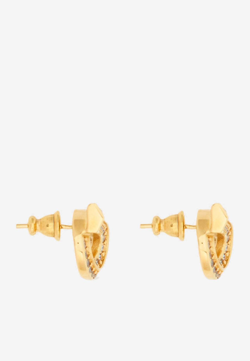 Salvatore Ferragamo Crystal-Embellished Gancini Earrings 760698 NEW GSTR 18D 770420 ORO