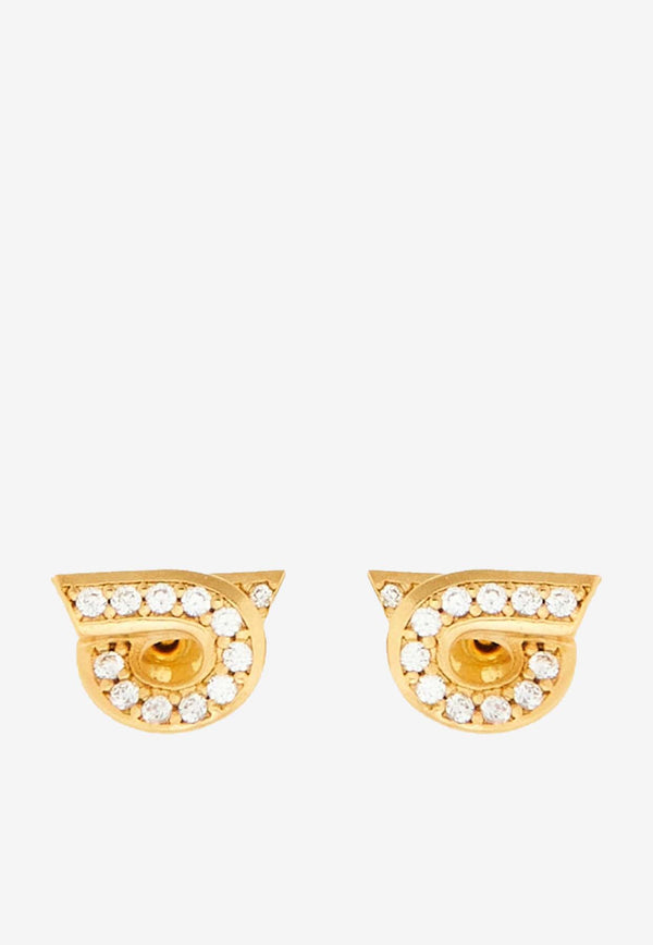 Salvatore Ferragamo Crystal-Embellished Gancini Earrings 760700 NEW GSTR 10D 770442 ORO