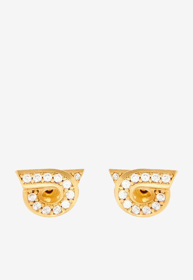 Salvatore Ferragamo Crystal-Embellished Gancini Earrings 760700 NEW GSTR 10D 770442 ORO