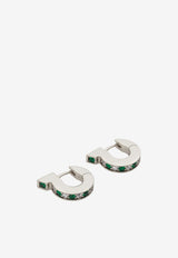 Salvatore Ferragamo Gancini Crystal Hoop Earrings Silver 760770 EAR FLUIDZIR 776239 PALLADIO/GREEN