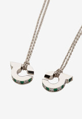 Salvatore Ferragamo Double-Gancini Chain Necklace Silver 760771 NKL FLUIDZIR 776252 PALLADIO/GREEN