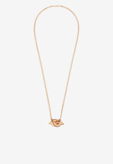 Salvatore Ferragamo Double Gancini Crystal Chain Necklace Rose Gold 760771 NKL FLUIDZIR 780493 ORO ROSA/ROSA