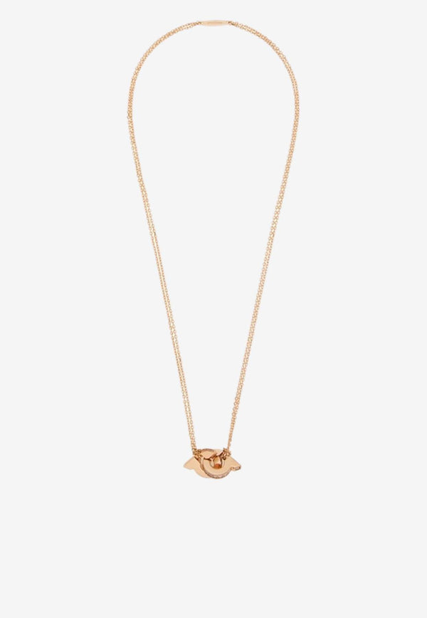 Salvatore Ferragamo Double Gancini Crystal Chain Necklace Rose Gold 760771 NKL FLUIDZIR 780493 ORO ROSA/ROSA