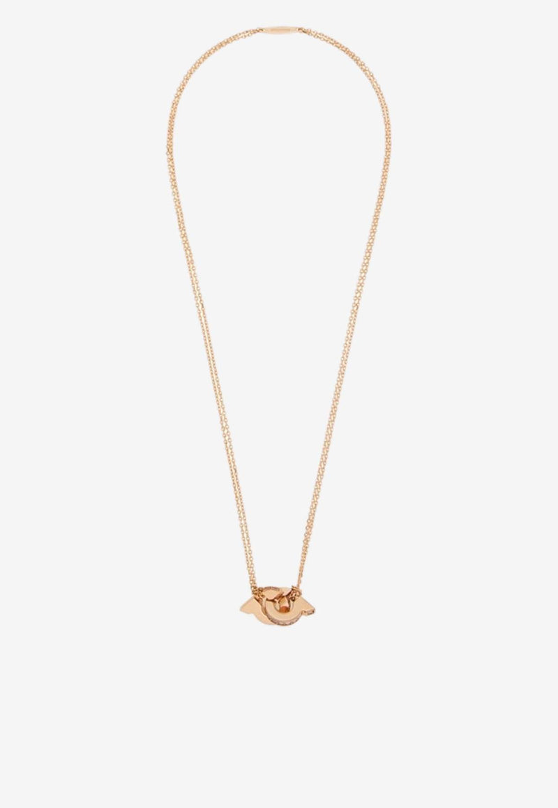 Salvatore Ferragamo Double Gancini Crystal Chain Necklace Rose Gold 760771 NKL FLUIDZIR 780493 ORO ROSA/ROSA