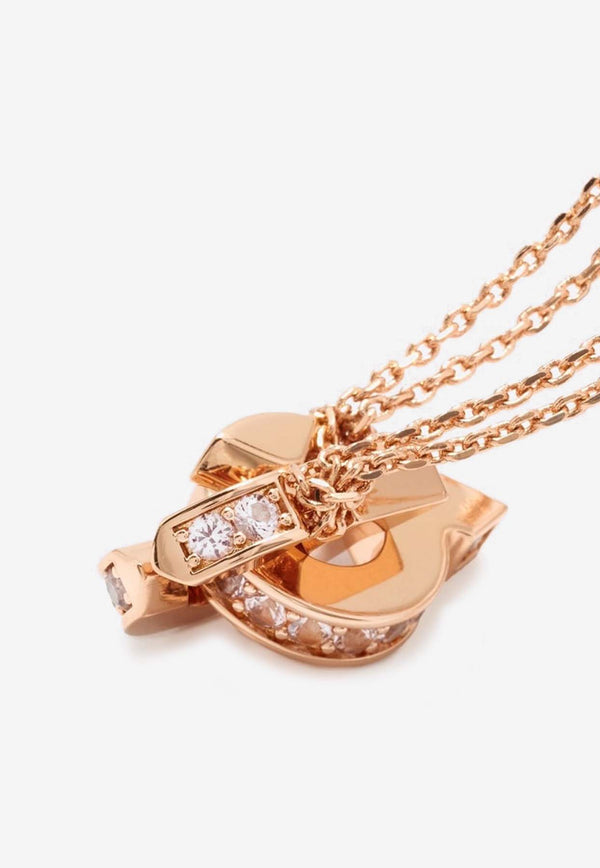 Salvatore Ferragamo Double Gancini Crystal Chain Necklace Rose Gold 760771 NKL FLUIDZIR 780493 ORO ROSA/ROSA