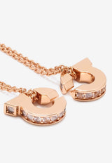 Salvatore Ferragamo Double Gancini Crystal Chain Necklace Rose Gold 760771 NKL FLUIDZIR 780493 ORO ROSA/ROSA