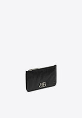 Balenciaga Monaco Crinkled Leather Zip Cardholder Black 7654652AAYP/P_BALEN-1000