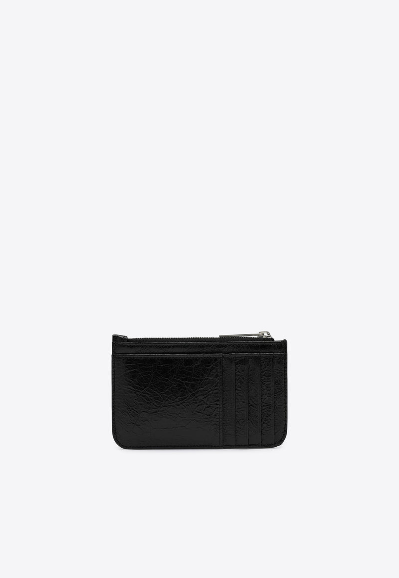 Balenciaga Monaco Crinkled Leather Zip Cardholder Black 7654652AAYP/P_BALEN-1000