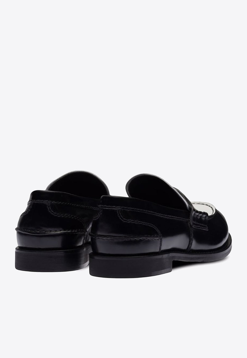 Miu Miu Two-Tone Leather Penny Loafers Black 5D773DF020AZE_F0967