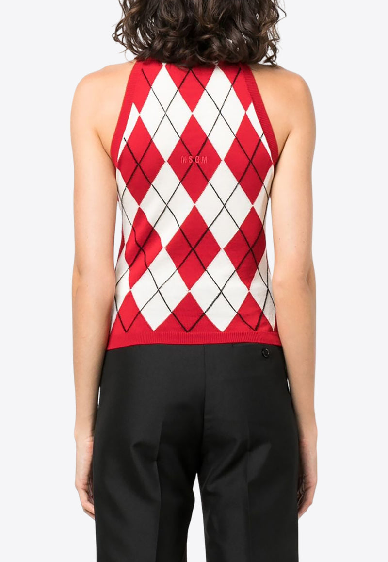 MSGM Argyle Knit Tank Top Red 3541MDT192237785_18