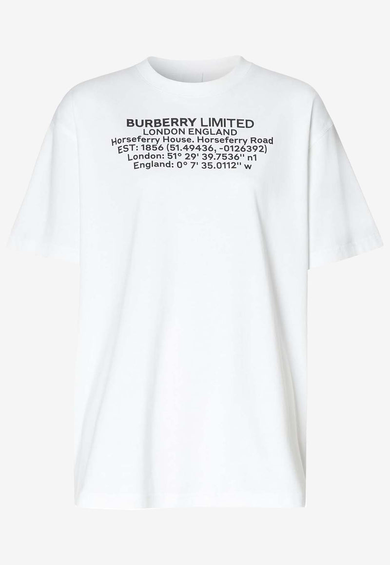 Burberry Logo-Printed Crewneck T-shirt 8024629_A1464 White