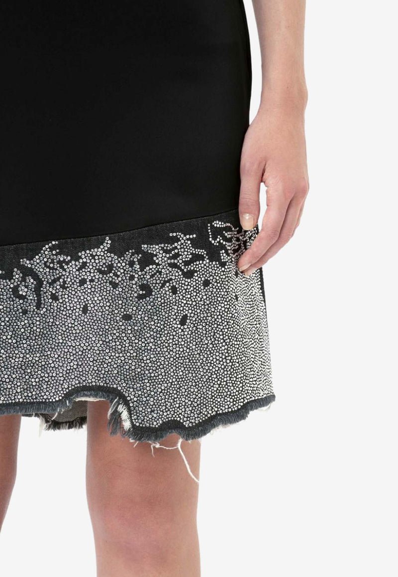 JW Anderson Distressed Crystal-Embellished Skirt SK0156PG1056_999 Black