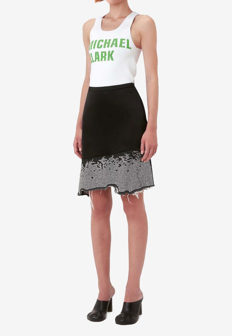 JW Anderson Distressed Crystal-Embellished Skirt SK0156PG1056_999 Black