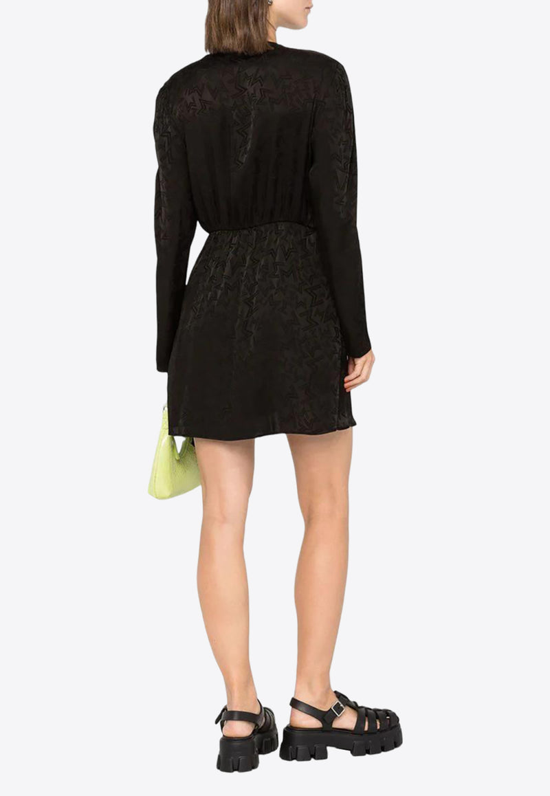 MSGM Monogram Jacquard Mini Dress Black 3341MDA3922760899