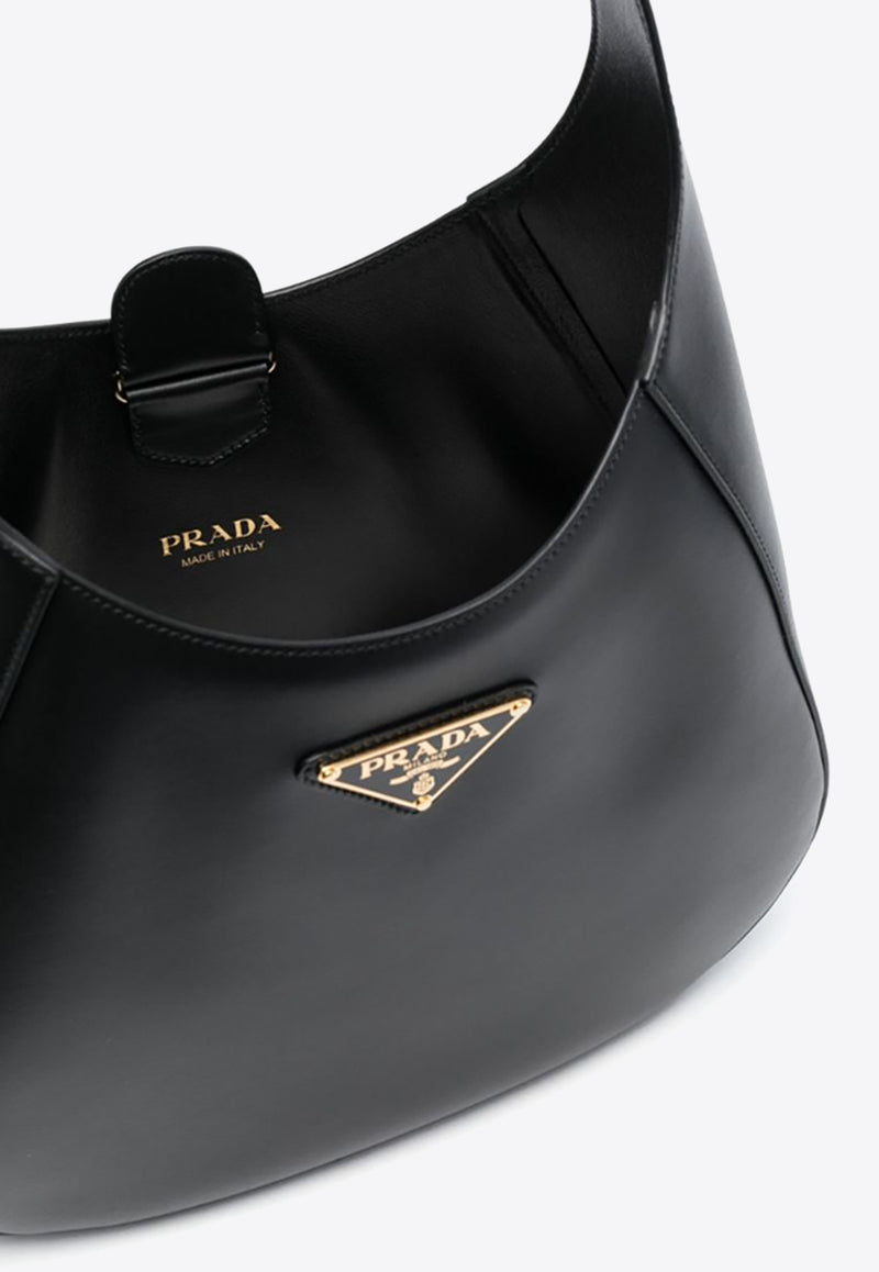 Prada Triangle Logo Leather Shoulder Bag Black 1BC196VOOO2AIX_F0002