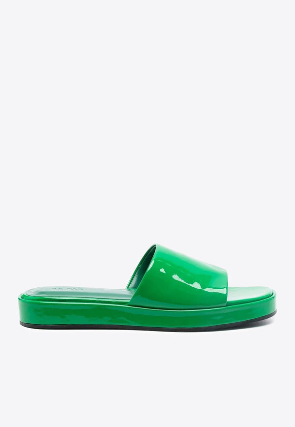 By Far Cala Patent Leather Flat Sandals Green 22FWSAHSCNP