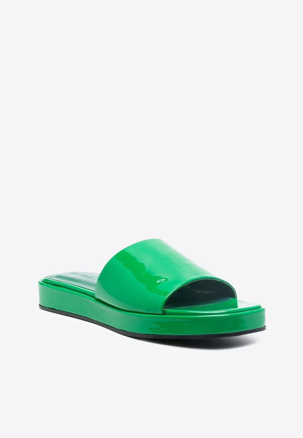 By Far Cala Patent Leather Flat Sandals Green 22FWSAHSCNP