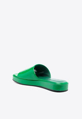 By Far Cala Patent Leather Flat Sandals Green 22FWSAHSCNP