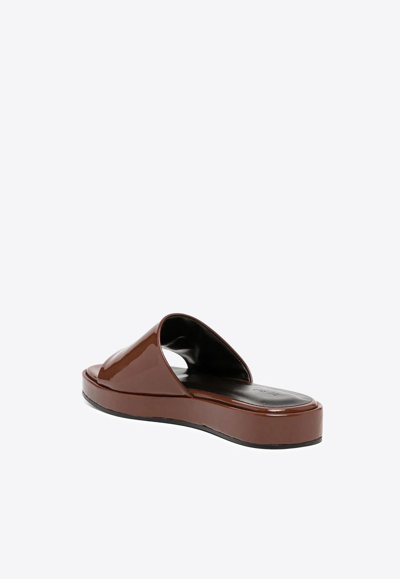 By Far Shana Patent Leather Flat Sandals Brown 22FWSAHSCTP