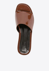 By Far Shana Patent Leather Flat Sandals Brown 22FWSAHSCTP