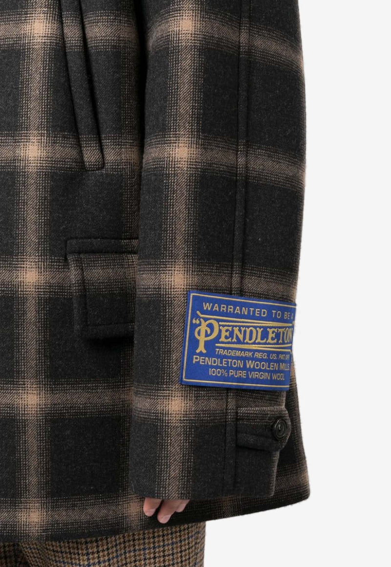 Maison Margiela Pendleton Checked Double-Breasted Coat Black S67AM0071S78242_001F