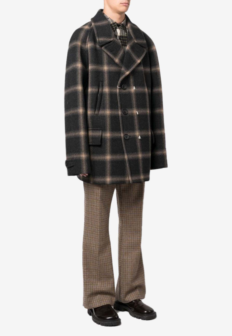 Maison Margiela Pendleton Checked Double-Breasted Coat Black S67AM0071S78242_001F